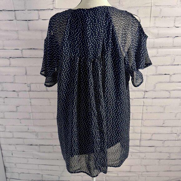 Torrid Navy Polka Dot Cold Shoulder Chiffon Dress – Size 2 (2X) - Picture 3 of 7